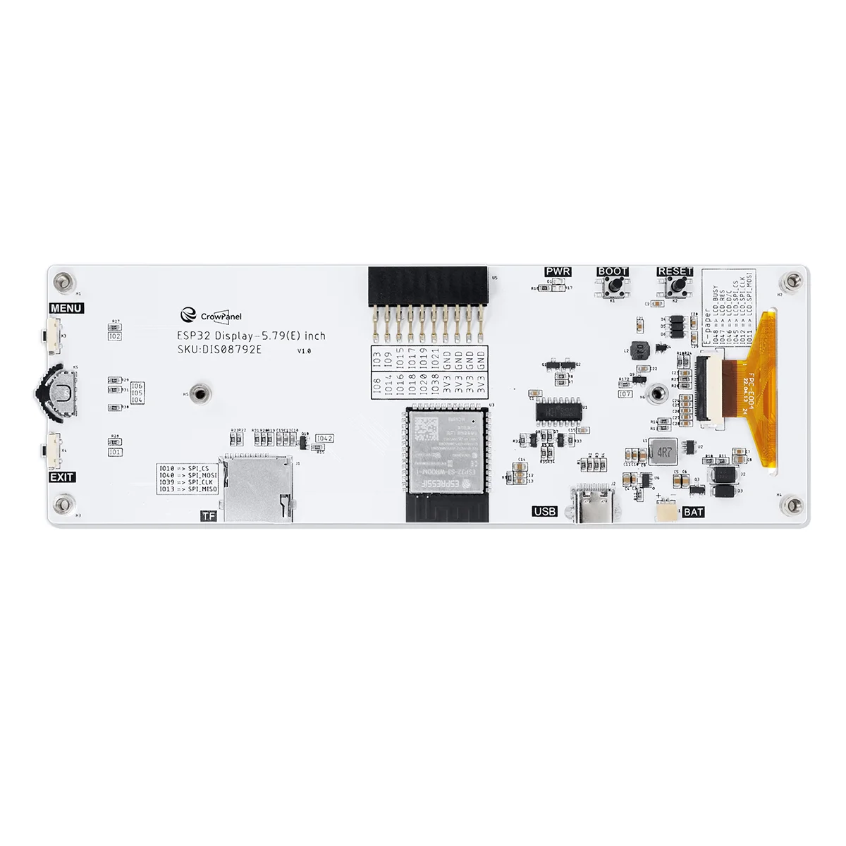 CrowPanel 5.79Inch E-paper E-ink 272*792 ESP32-S3 HMI Display Black/White Driven By SPI Interface Arduino /ESP/MicroPython