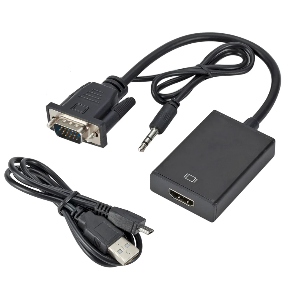 VGA to HDMI-compatible Converter Cable Full HD 1080P VGA to HDMI Cable Adapter W