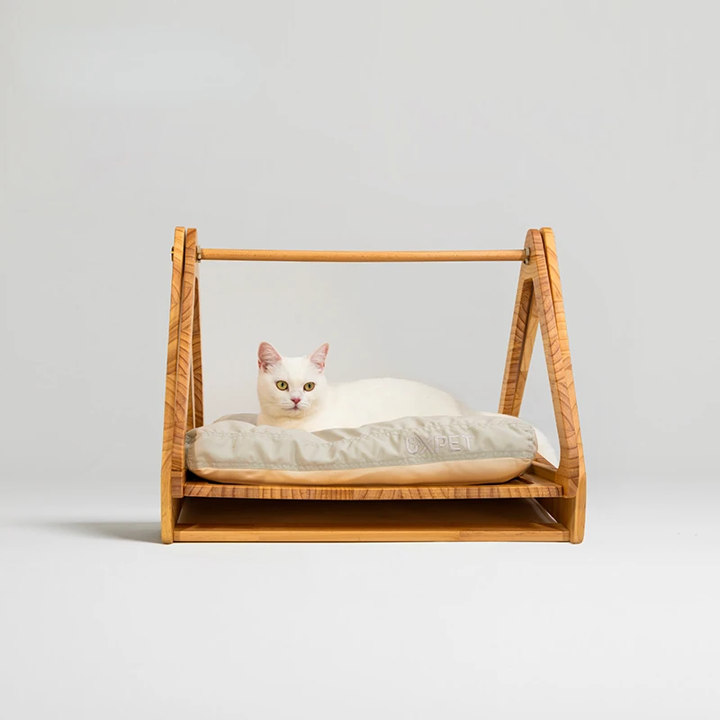 

Cat Hammocks, Light Luxury Cradle Swing Mattress Solid Wood Cat Beds, Four Seasons Universal Double Window Side Cat Supplies