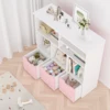 Toy Storage Cabinet with 3 Movable Drawers & 6 Cubes, Bookshelf with Hidden Wheels, Kids Bookcase Toy Storage Organizer 5