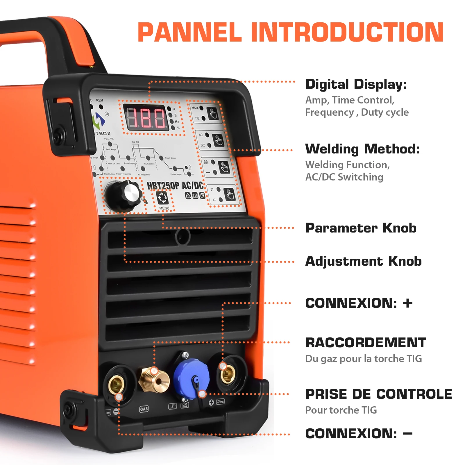 HITBOX Aluminum Welder 4 In 1 HBT250P AC/DC TIG Welding Machine Pulse Argon Digital Control Gas Stainless Pulse Welder 2T/4T 2