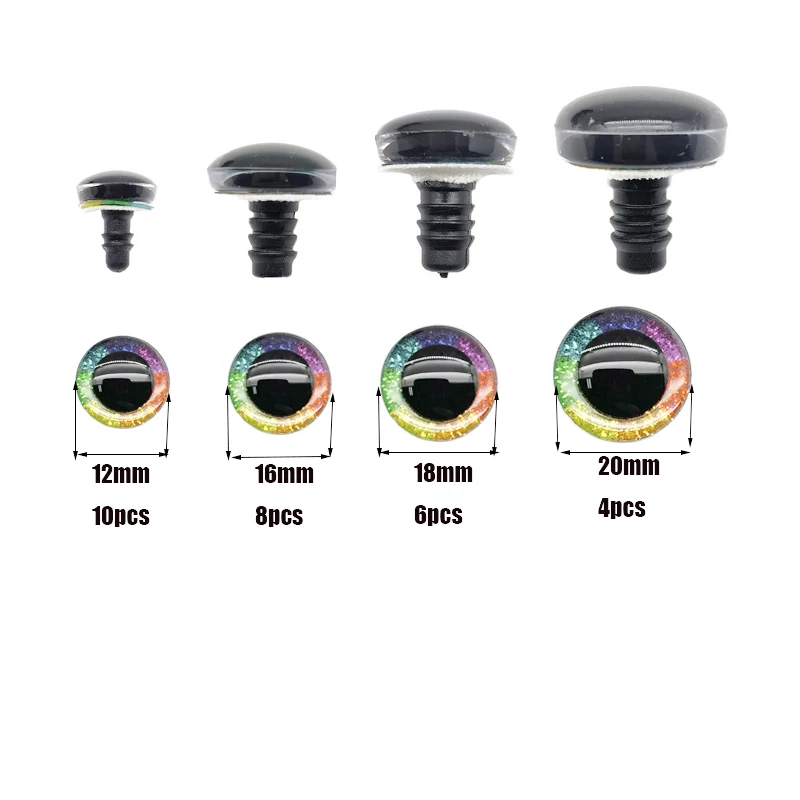 

Глаза защитные 3D для домашних животных, пластиковые глаза для домашних животных, блестящие цветные безопасные глаза 12-20 мм, 28 шт. в упаковке