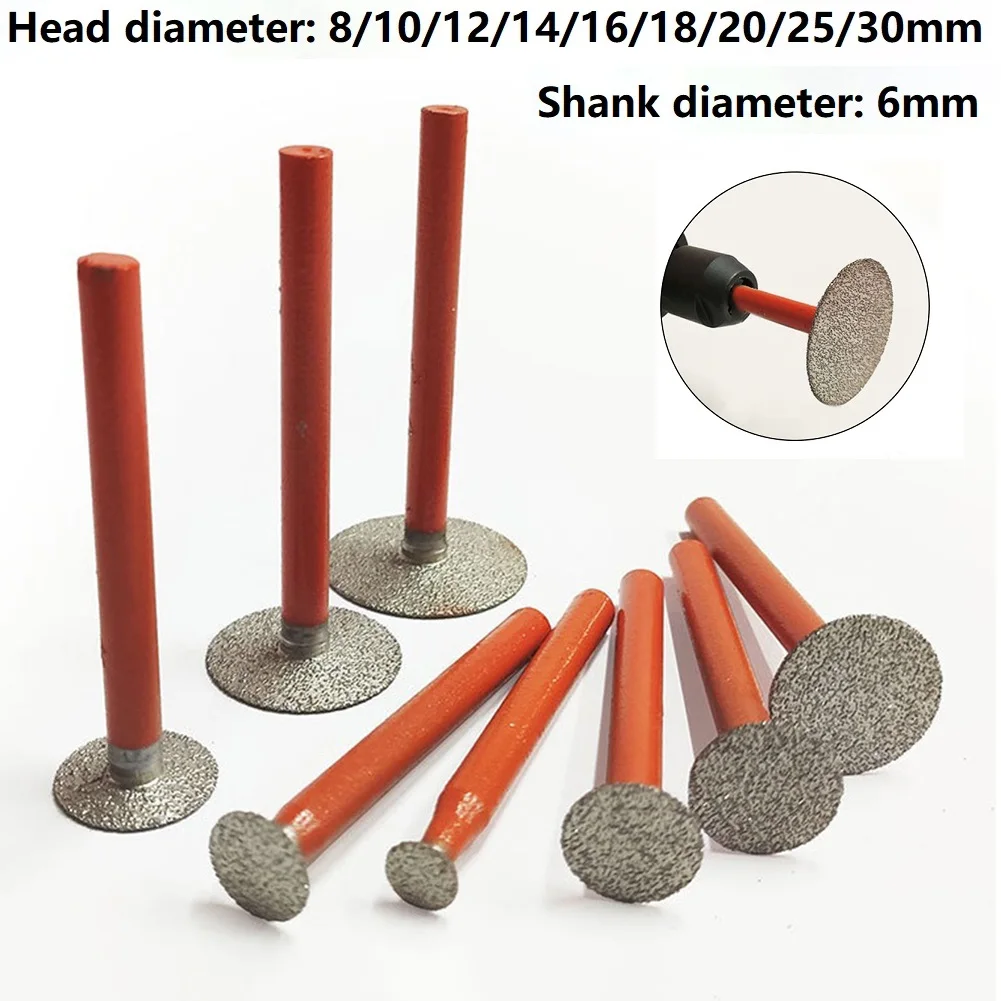 

1PCS Diamond Grinding Head Mounted Points 8-30mm Cutter Head For Jade Stone Carving Craft Polishing Engrave Tools Set