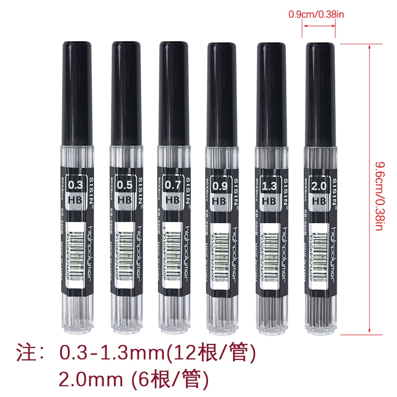 1박스 기계식 연필심 0.3/0.5/0.7/0.9/1.3/2.0mm HB 리필심 아트 드로잉 자동 연필 액세서리