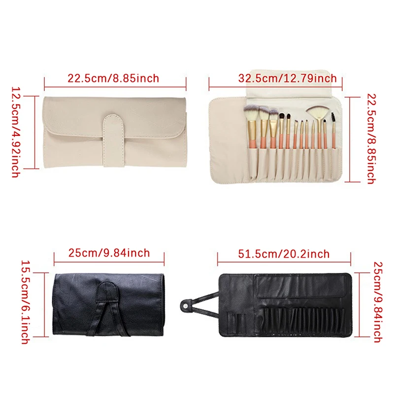 12/14/18 Hole Makeup Brush Bag Functional Cosmetics Case Travel Organizer Make Up Brushes Protector Makeup Tools Rolling Pouch 6