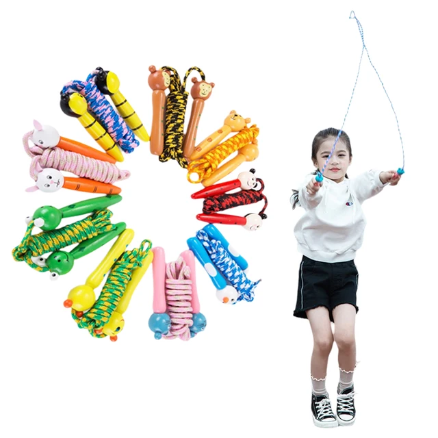 Cartoon Jump Rope Children's Cotton Jump Rope Wooden Handle Adjustable Cotton Weaving Fitness Jump Rope Exercise