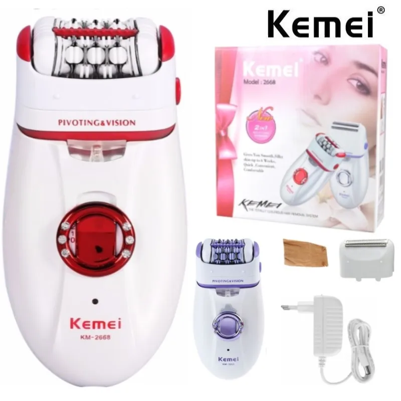 

Kemei Mini 2 in 1 Hair Removal Machine Electric Rechargable Female Epilator Women Lady Shaving Trimmer Bikini Leg Body depilador