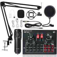 

BM 800 Microphone Professional Studio Condenser Microphone V8XPRO Sound Card Wireless Karaoke PC Computer Phone MIC with Youtube