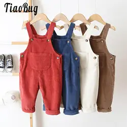 Baby Girl Boys Overall Corduroy Dungarees With Buttons Cord Suspenders Pants Toddler Loose Long Jumpsuit Romper Casual Style