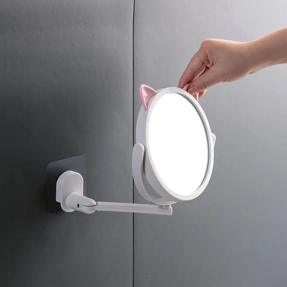 Фото 1pc Puch Free Wall-mounted Foldable Small Mirror Bathroom Vanity Mirror Bathroom Toilet Self-adhesive Mirrors №5