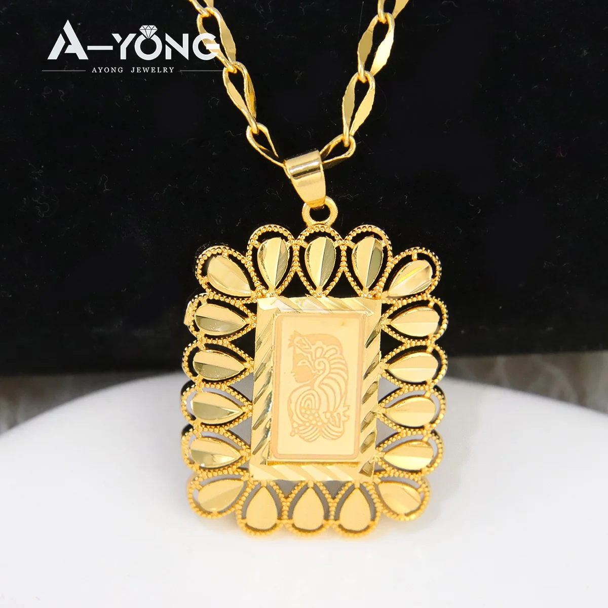 Arabisch Gold Farbe Anhänger 18k Vergoldung Dubai Islamische Religiöse Mode Halskette Anhänger Oman Frauen Ramadan Party Schmuck – Detail 7