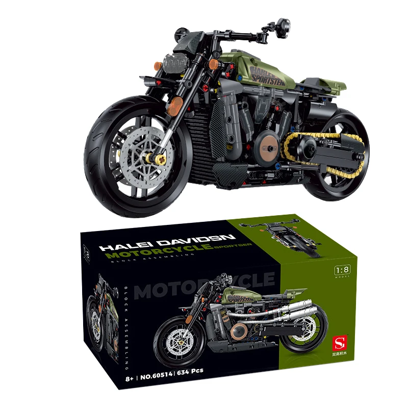 

634pcs 1:8 High-tech Technical Motorcycle Building Blocks Bricks Assembling Model Toys for Boys Christmas Gift Set