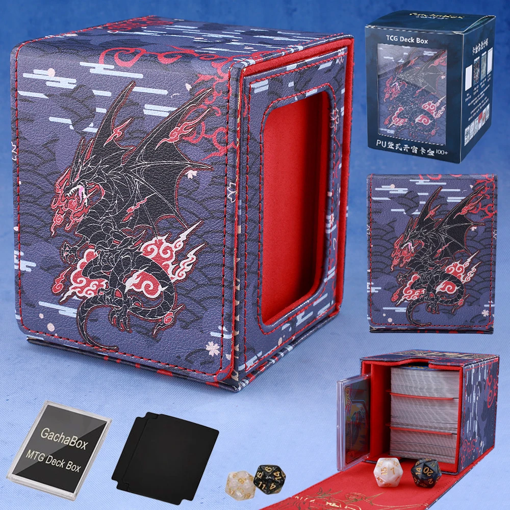 Gacha 100+Load Trading Card Deck Box With 2 Dividers PU Leather