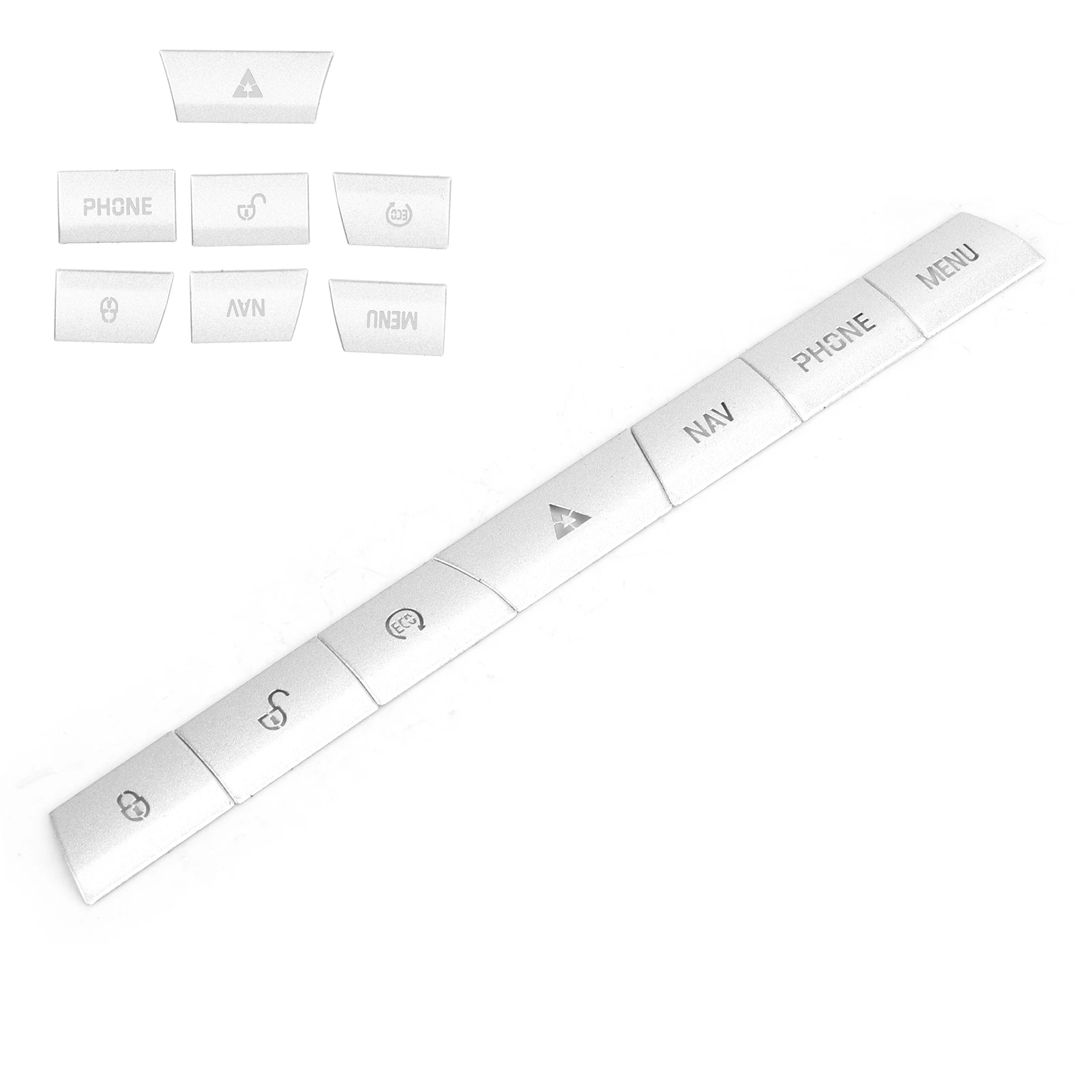 7Pcs Multimedia Panel Button Cover Sticker Silver Aluminium Alloy Fit for Jaguar XF 2012‑2015 Car Interior Trim 4