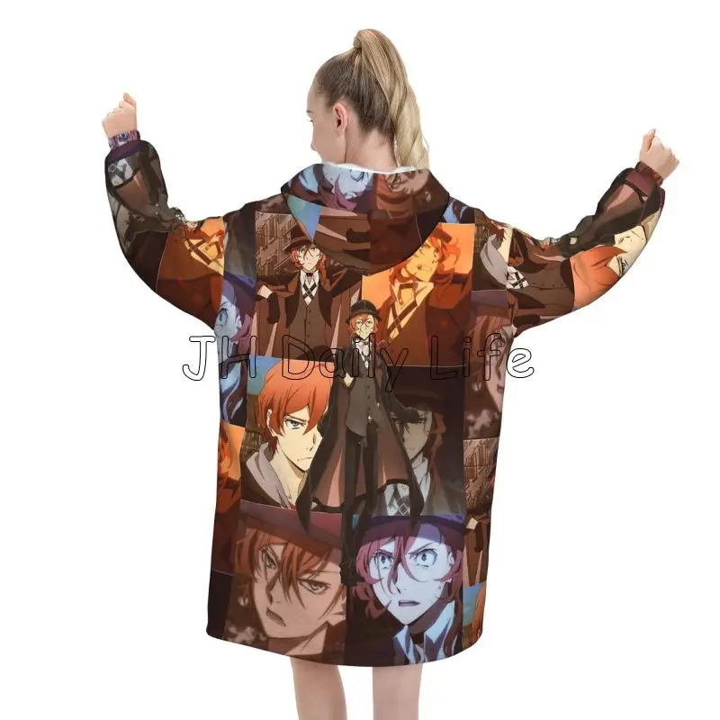 Bungou Stray Dogs Nakajima Atsushi TV Series Chuuya Nakahara Wearable Blanket Oversized Hoodie Blanket Warm Pullover Sweatshirt 3