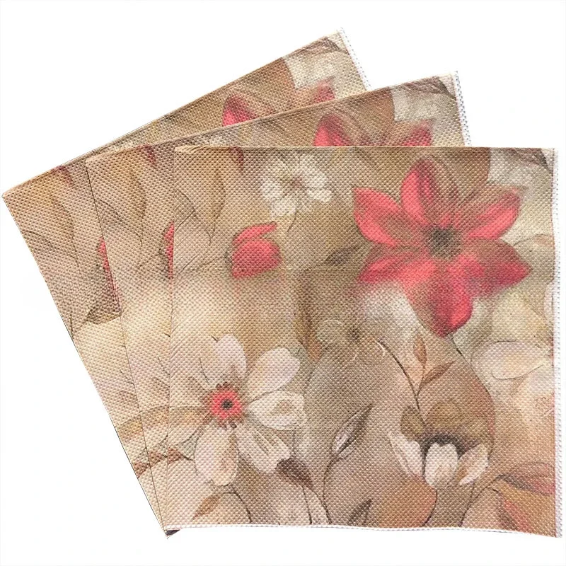 20pcs/Pac 33*33c 2Ply Colourful Printed Napkins Flower and Grass Facial Tissue Party Tissue Wine Glass Flower Paper Placemats