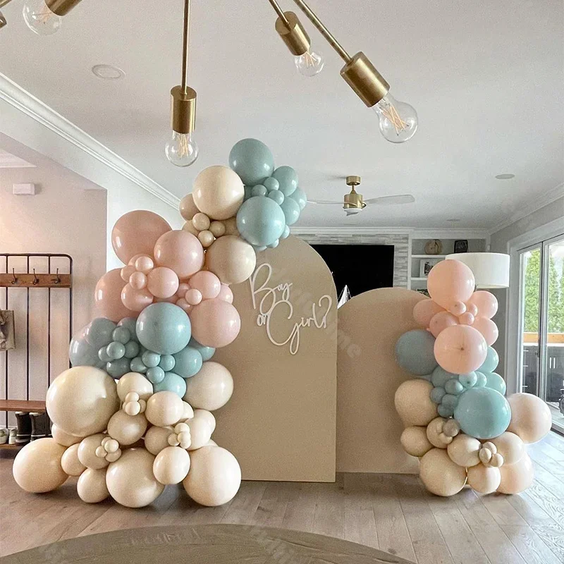 

122pc Boho Balloon Garland Macaron Peach Blue Party Balloons Baby Shower Gender Reveal Birthday Party Supplies Wedding Decor