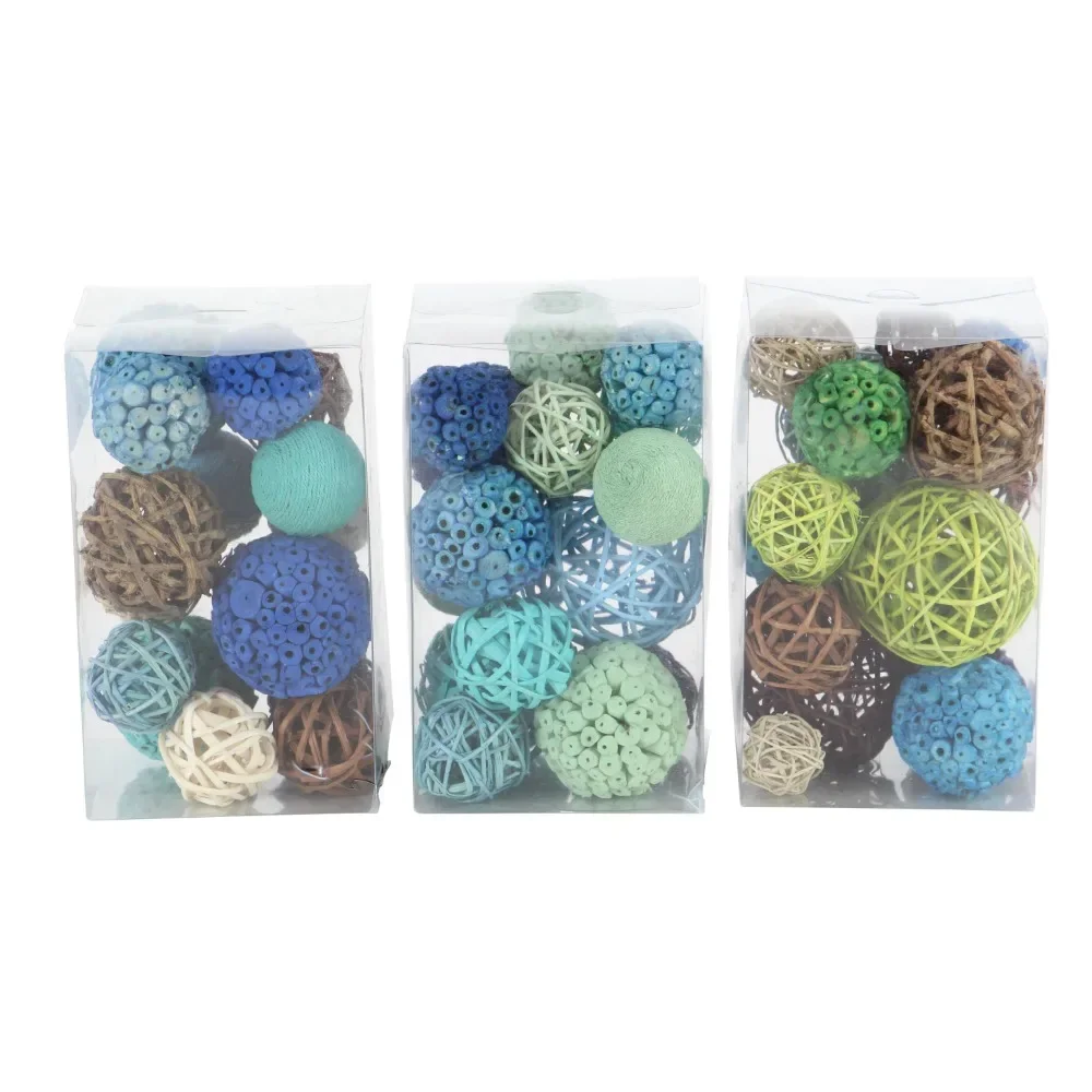 

DecMode Blue 6" Handmade Dried Plant Orbs & Vase Filler with Varying Designs (3 Count)