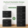 Stackable Storage Drawers Closet Organizers and Storage Fabric 2 Drawer Dresser for Bedroom Set of 2 Black Modern 4