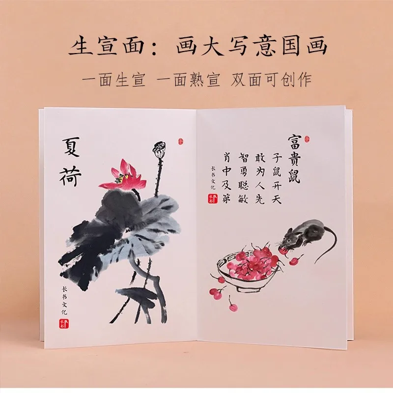 더블 레이어 두꺼운 Xuan 종이 책 - 서예/수미에, 24페이지 수묵화 스케치 앨범을 위한 생 및 익은 중국 쌀 종이
