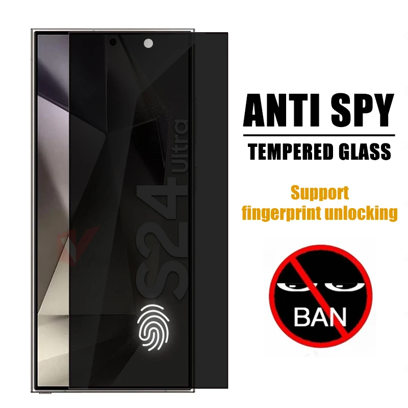 

Privacy Screen Protector Fingerprint Unlock for Samsung Galaxy S24 Ultra Anti-spy Tempered Glass For Galaxy S23 S22 S21 Plus