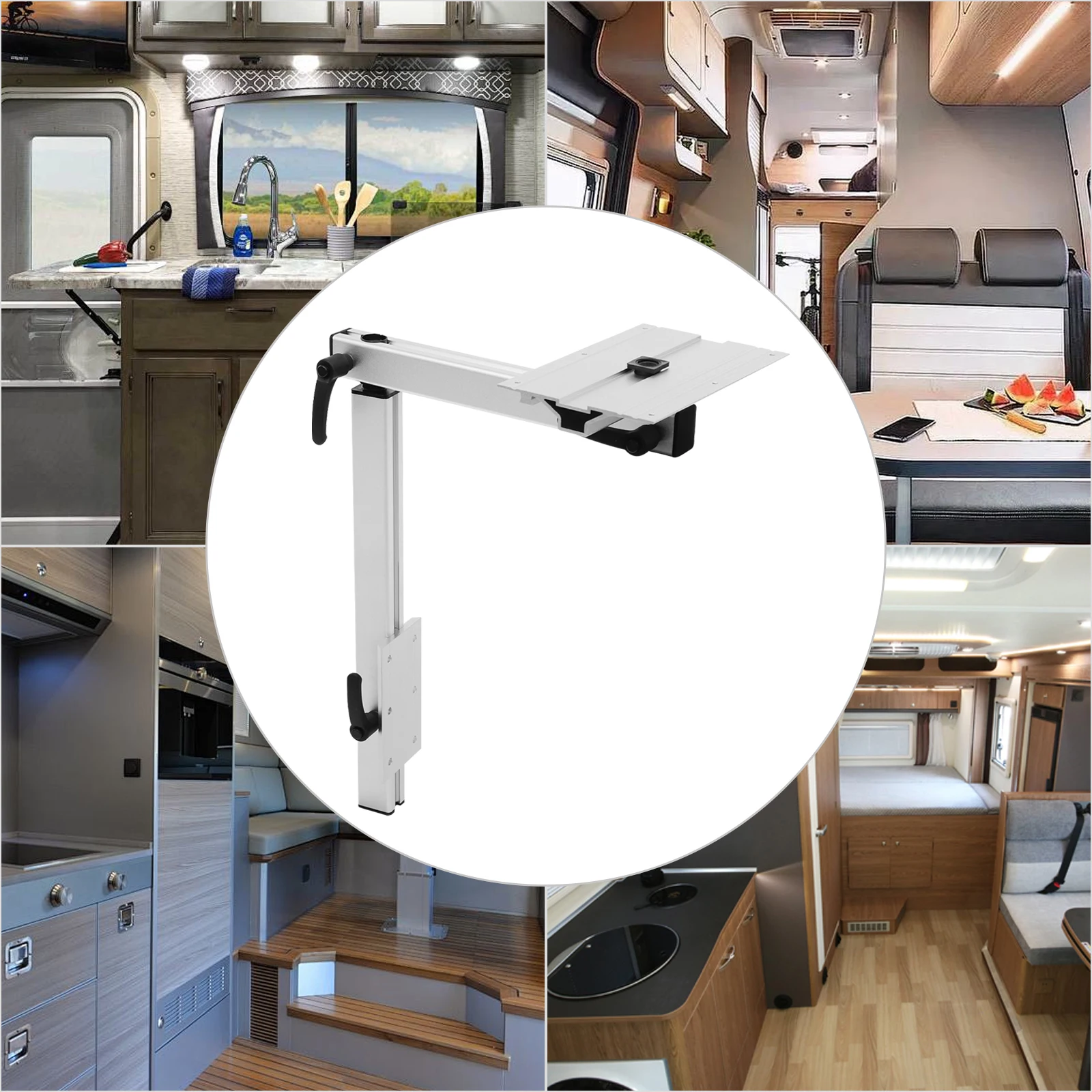 RV 360&deg;Silver Aluminum Alloy Rotatable Table Leg Support Load-bearing Capacity 50kg/110.23lbs Adjustable Table Leg
