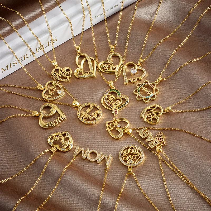 High Grade Heart Love Mom Pendant Necklace Stainless Steel