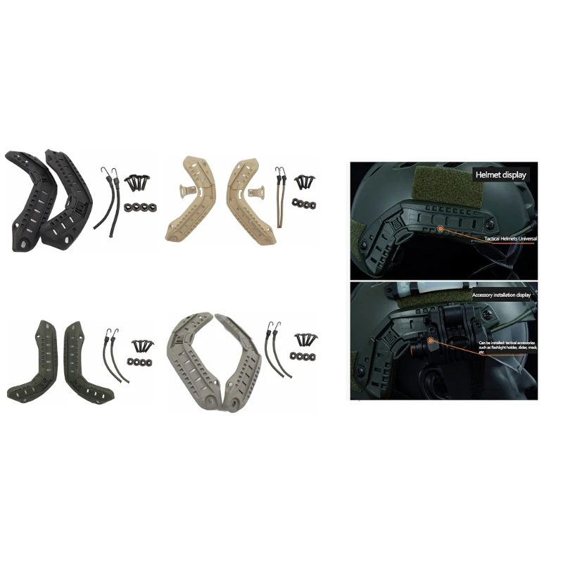 Helmets Mount Rails Guide Lightweight Tactically Helmets Side Guide Rails Replacement for Outdoor Hunting Shooting
