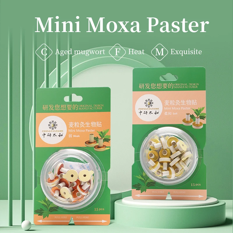 15 Pcs Mini Self-stick Moxa Chinese Moxibustion Therapy Massager Heating Acupunture Point Meridian Moxibustion Sticks Rolls 2
