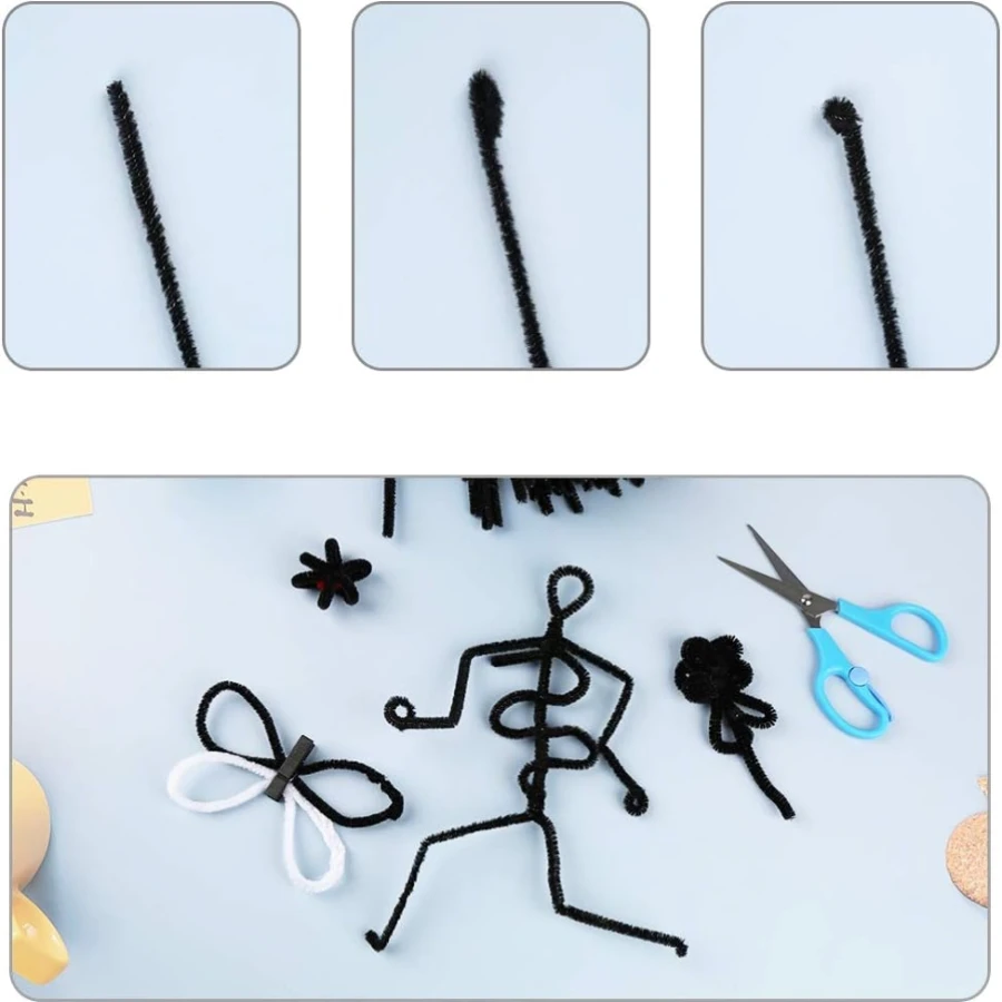 Pipe Cleaners, 300pcs Pipe Cleaners Black, 11.8 Ins Cleaners Craft, Chenille Stems, Great for DIY Arts and Crafts Projects