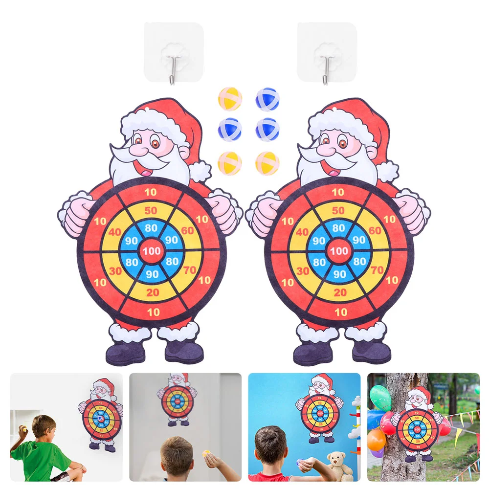 2 Sets Christmas Sticky Ball Toys Educational for Children Rubber Dartboard Game Outdoor Toddler Playsets