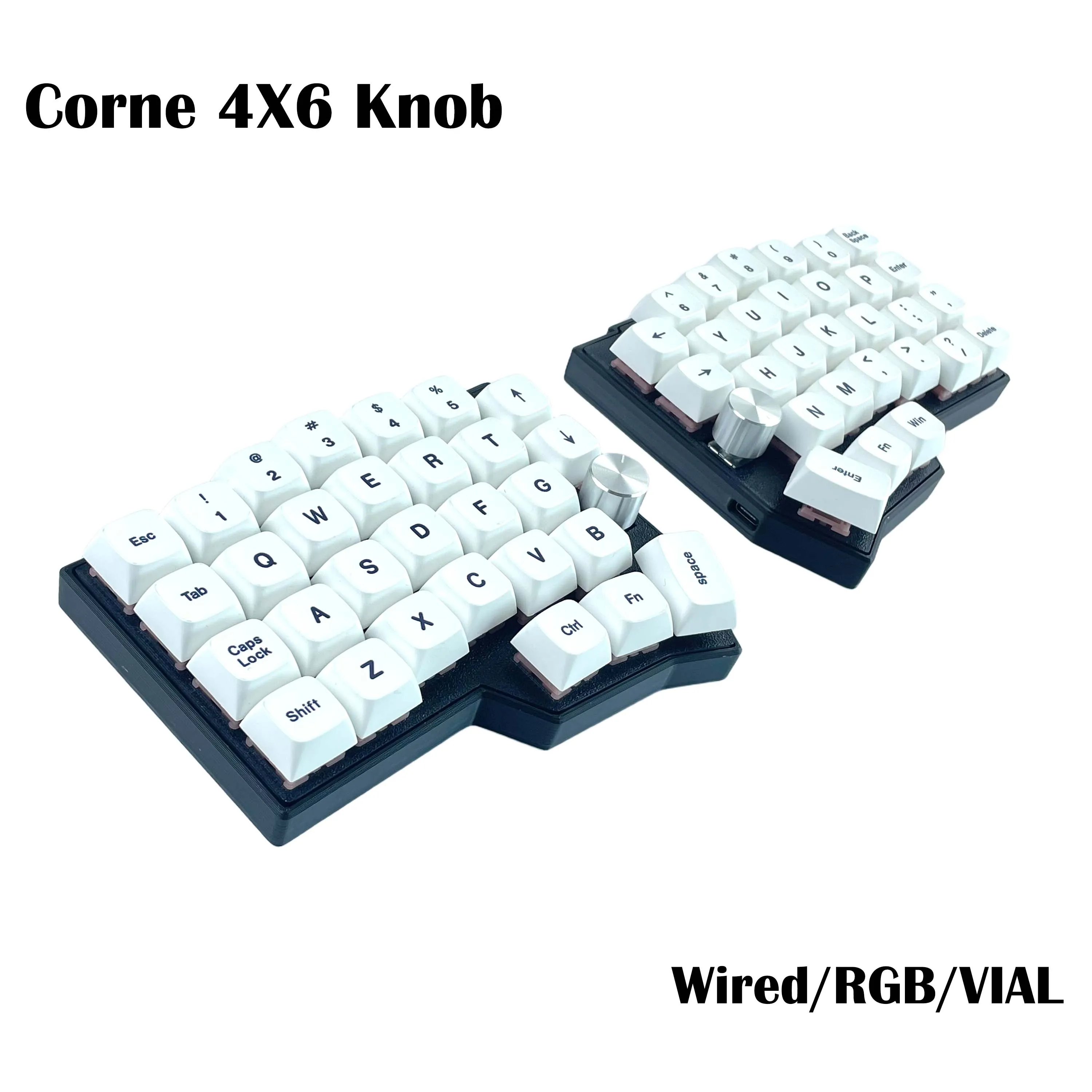 Corne 4×6 Layout 2 Knobs Split Ergonomics Hot-swappable MX Mechanical Keyboard Wired South RGB VIAL Programmable - 5
