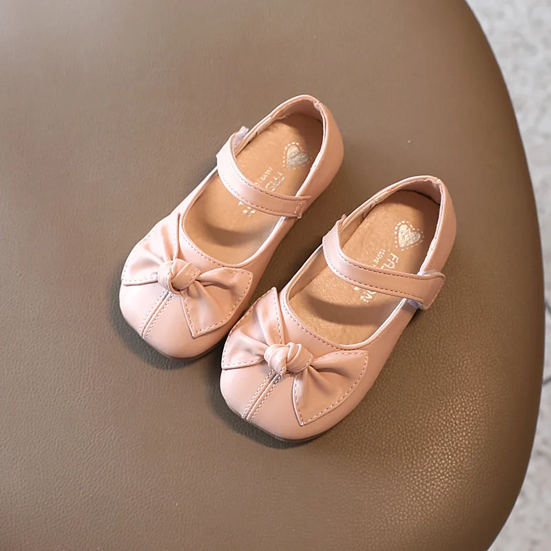 Autumn Fashion Chic Sweet Bowtie Princess Soft Comfortable Elegant Leather Dress Shoes for Girls leather shoes girls shoes