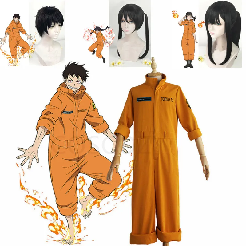 

Shinra Kusakabe Cosplay Costume Anime Enn Enn No Shouboutai Fire Force Uniform Maki Oze Cosplay Wig Kotatsu Tamaki Fire Service