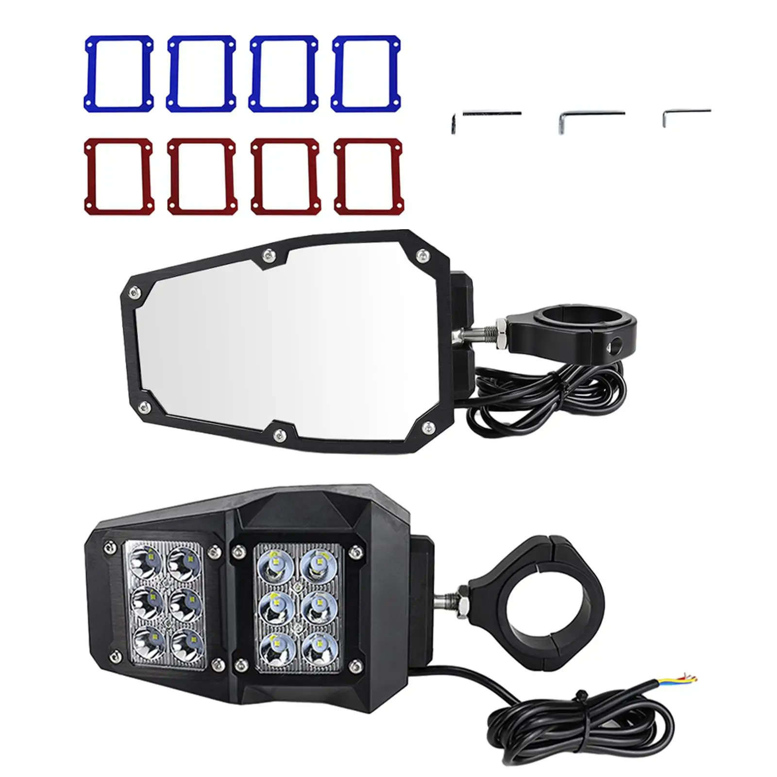

Side Rear View Mirror UTV Side Lamp Rotating Accessories Easy Installation Rearview Mirrors for 1.75inch 2inch Roll Bar