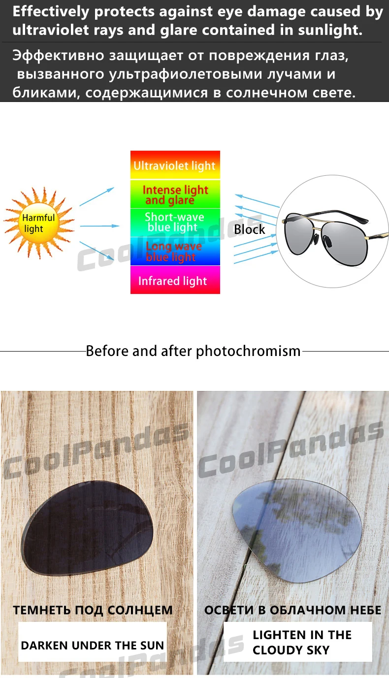 LIOUMO Luftfahrt Polarisierte Sonnenbrille Männer Top Qualität Photochrome Gläser Frauen Metall Rahmen Chameleon Brillen UV400 gafas de sol – Detail 4