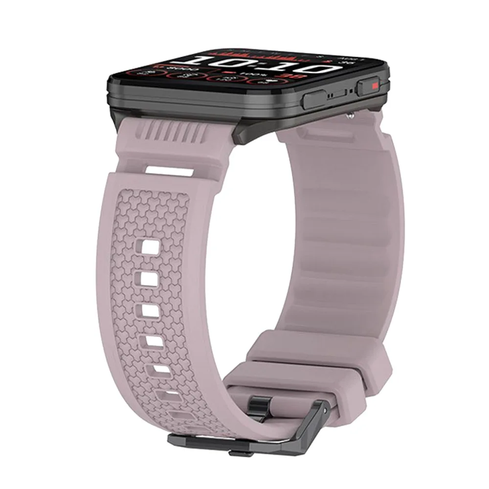 Textured Surface Black Buckle Silicone Watchband Strap
