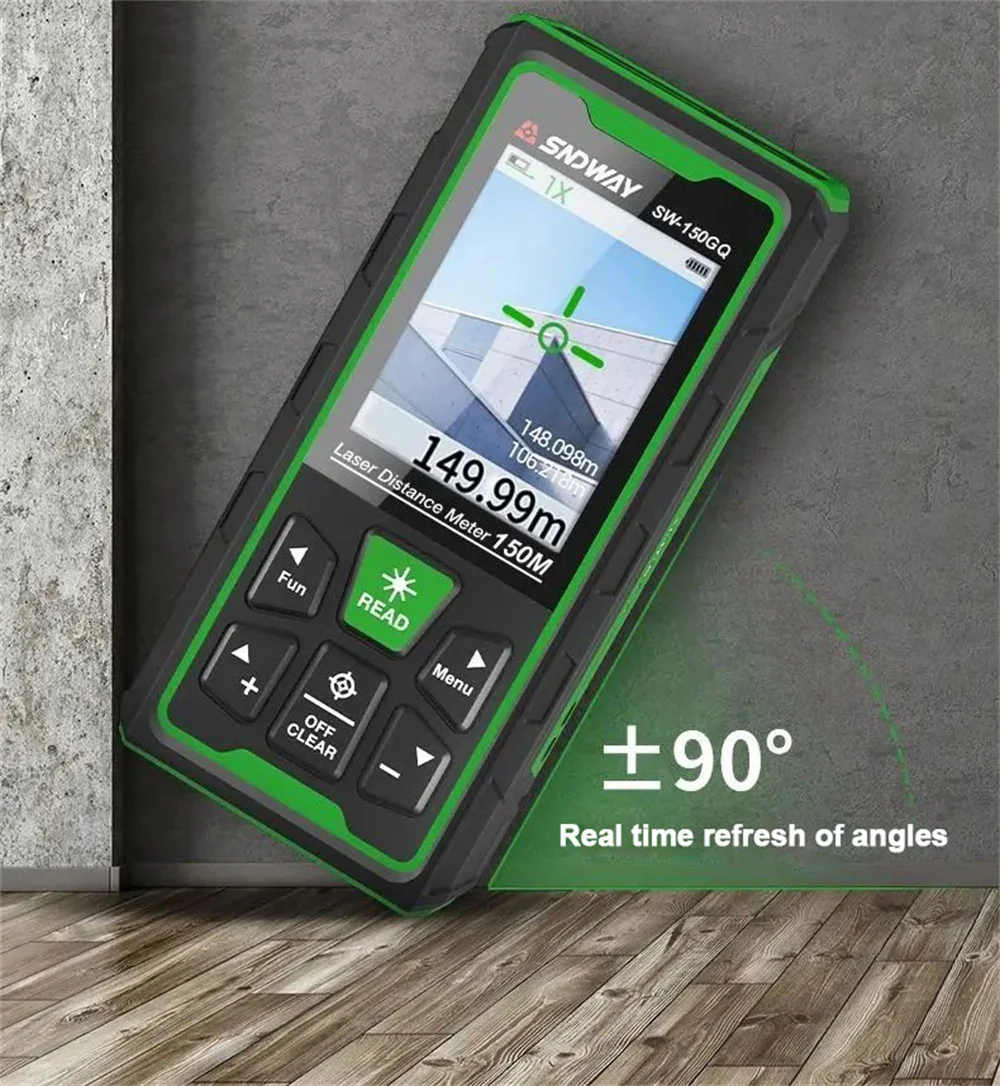 SNDWAY Digital Rangefinder Bluetooth Laser Distance Meter 4X Zoom Green Laser Ta