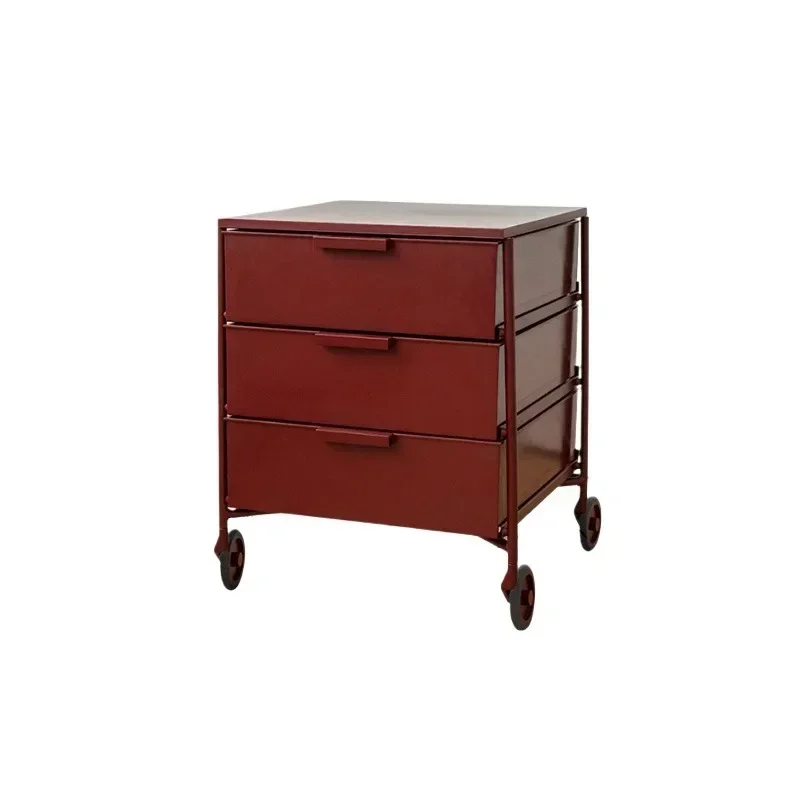 PK1: Colorful Dopamine Mobile Storage Cabinet, Pink Trolley Organizer, Compact Bedside Table, Modern Home Storage Unit