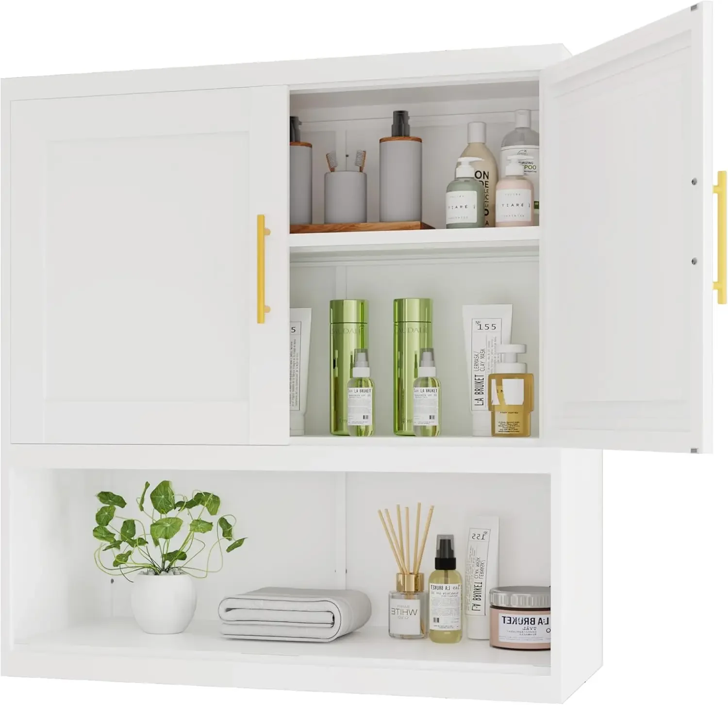 Wall Mounted Hanging Cabinet with Door and Shelves Medicine Cabinet