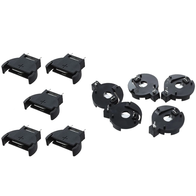 5 Pcs CR2032 Cell Button Lithium Battery Sockets Holder & 5 Pcs CR 2032 Coin Cell Button Battery Holder