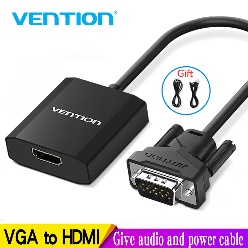 hø junk visuel Vention VGA to HDMI Converter VGA HDMI Adapter Cable VGA to HDMI Audio  Connector 1080P for PC Laptop Notebook to HDTV Projector
