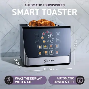 Touch Screen Display Smart Toaster, 2 Slice with 8 Bread Type and 7 Browning Modes, Automatic Lowering and Raising, Dig 2