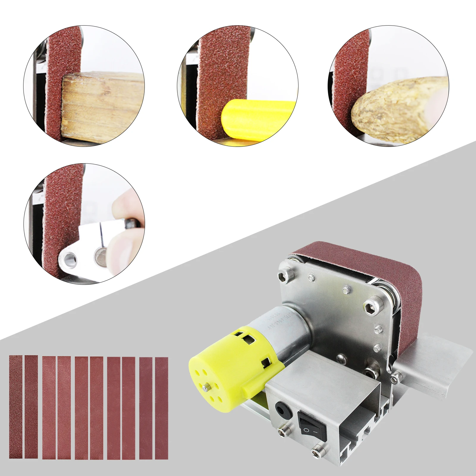 Belt Sander Electric Sanding Polishing Grinding Machine 7 Variable Speed 10 Sanding Belts For Polishing Wood Acrylic Metal electric sander,belt sander