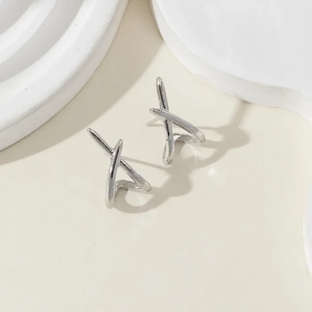 LATS Trendy Gold Color Cross Stud Earrings for Women Dainty Simple Minimalist Earring Fashion Jewelry Party Gifts Wholesale 6
