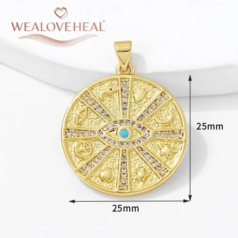 18K vergoldetes Messing Metall Zirkonia Sonne / Kreuz / Hufeisen / Chilischote / Flügel Anhänger Charms zur Schmuckherstellung – Detail 27