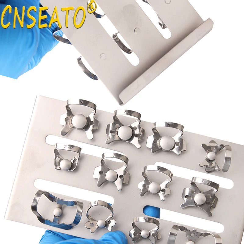X 1999 Clamp Set Morsetti Per Diga In Gomma Per Endodonzia - 31 Pezzi In Acciaio Inox Con Vassoio Nero Fascette Ferma Tubi - Foto 2