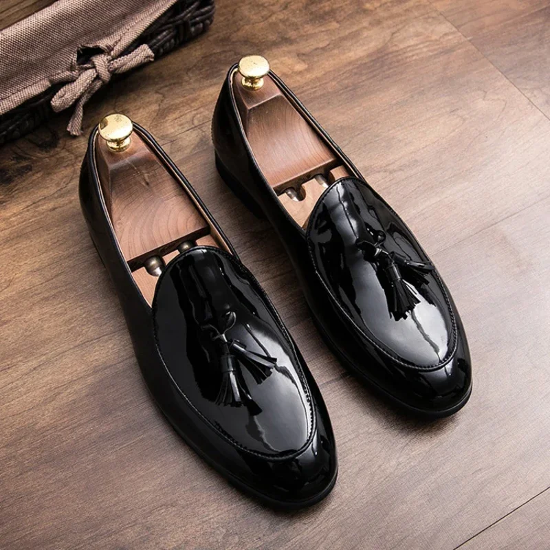 

Fashion Dress Shoes Casual Gentleman Loafers Black Leather Mens Shoes Concise Men Business Driving Shoe sapatênis masculino