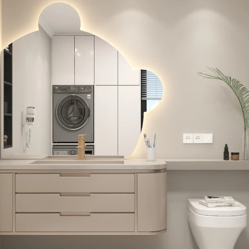 Bathroom Cabinet Combination Stone Plate Whole Washbin Modern Cream Style Bathroom Cabinet Washstand Face Washing