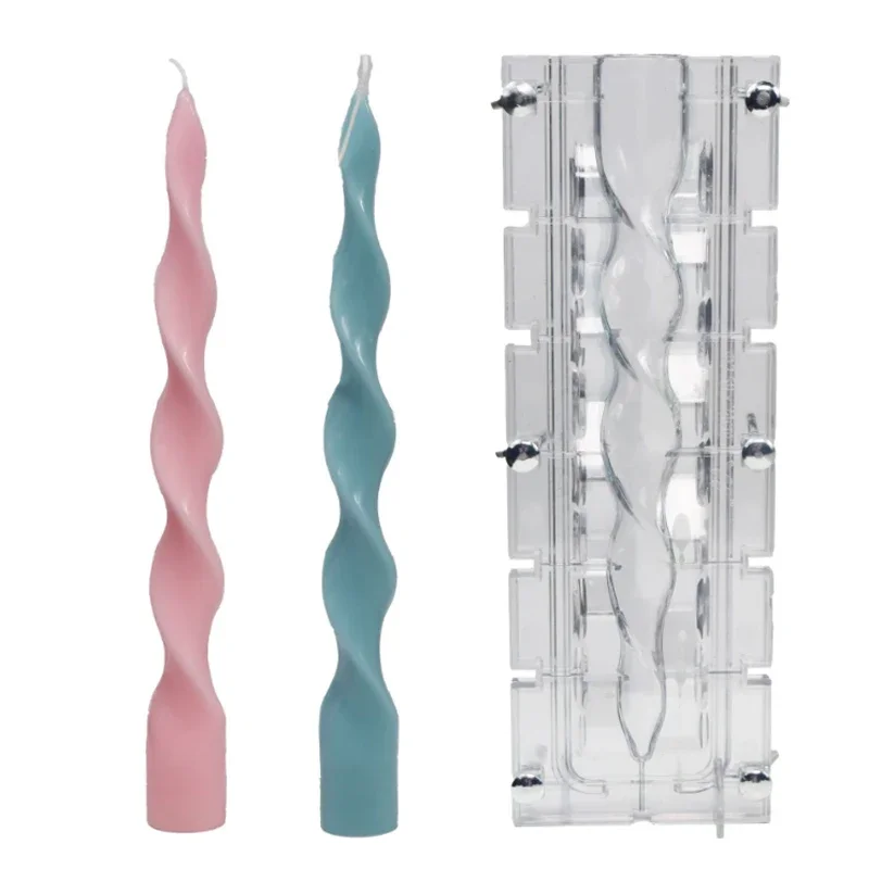 Diy Spiral Long Rod Candle Mold Home Decor Candle Making Supplies Acrylic Pc Plastic Mould Kit Easy To Release Candle Molds
